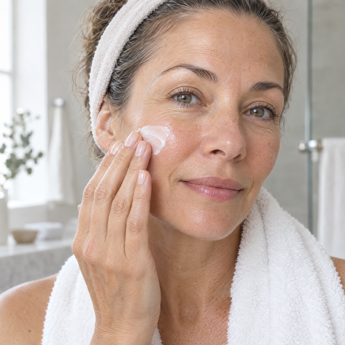 Applying moisturizer after cleansing